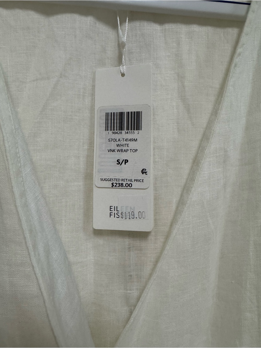 Eileen Fisher White Linen Wrap tunic top Size S  NWT - Picture 2 of 4